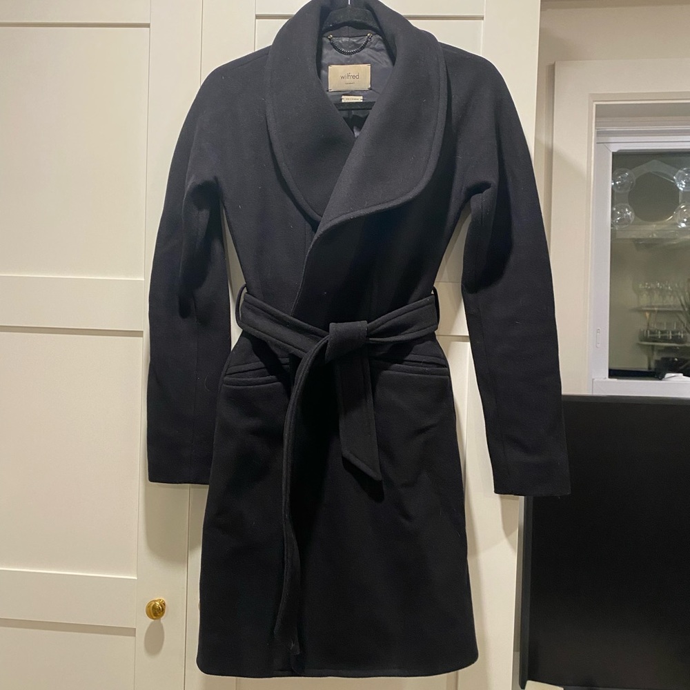 Aritzia Black Belted Coat